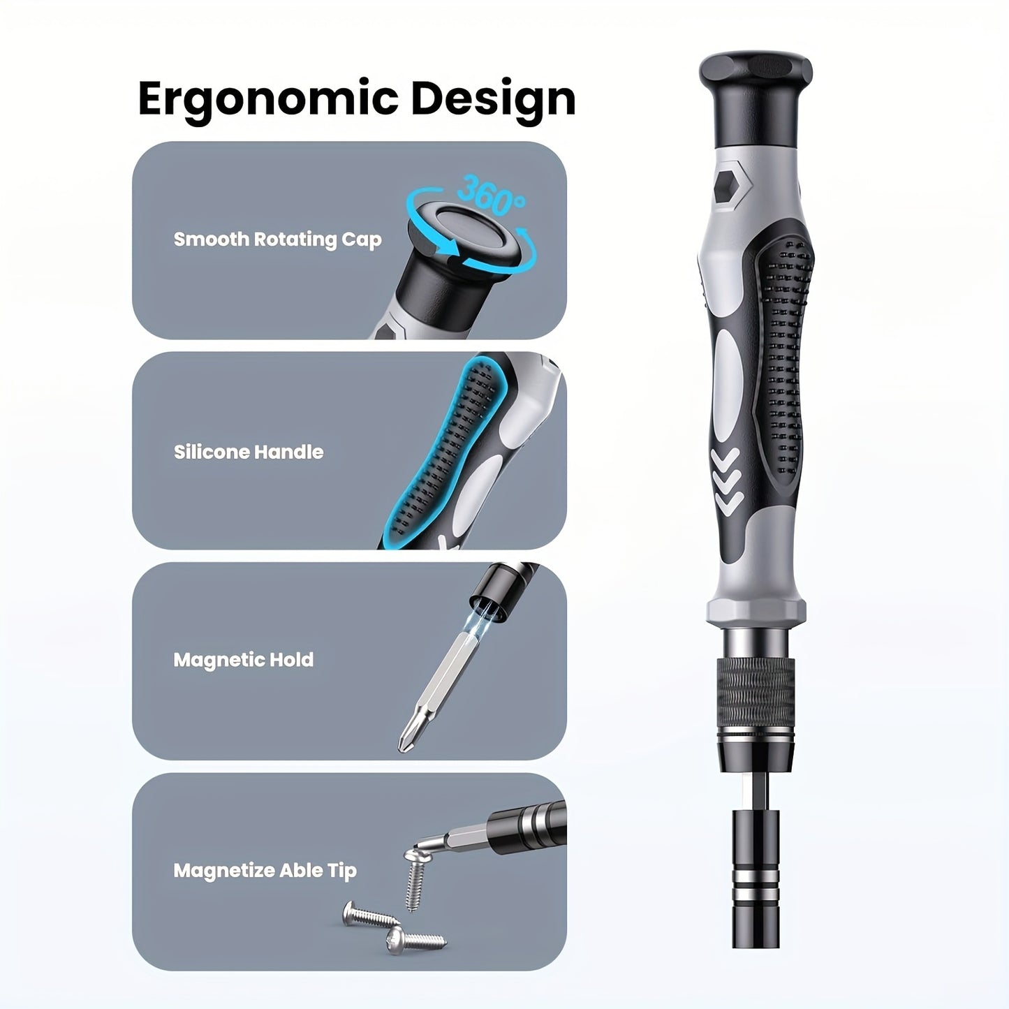 115-in-1 Precision Screwdriver Set - Magnetic Repair Tool Kit for Phones, Laptops & Electronics | Ergonomic Anti-Slip Handle, Chrome Vanadium Steel, Hex, Torx, Triangular, Angle, Drill Bit