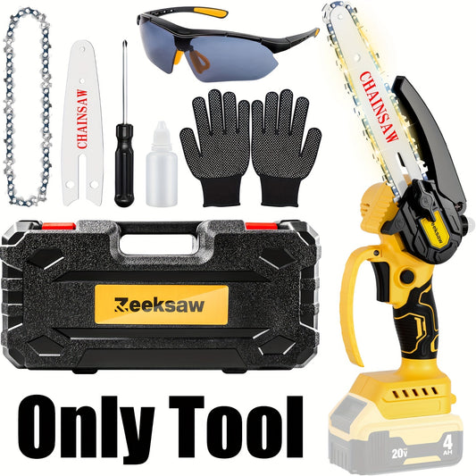 6-Inch And 4-Inch 2-IN-1 Portable Power Mini Chainsaw - Cordless, 20V Max Battery Compatible, Lightweight, Easy-to-Use Pruning Saw for Garden, Household, Tree Branches - 2025 Upgrade, Compact, And Efficient (NO BATTERY ONLY T
