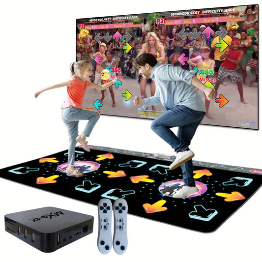 2-Player Dance Mat for TV with HD Display & Motion Sensor Controllers - Plug & Play USB-Powered Interactive Dance Game, MTV & Cali Design, Colorful Step Pad for Family Game Night & Fitness Fun, Fitness Fun Activity | Engaging